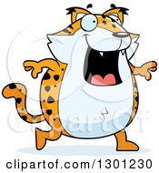 Poster, Art Print Of Cartoon Happy Chubby Bobcat Character Walking