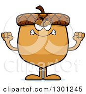 Clipart Of A Cartoon Mad Angry Acorn Character Waving His Fists Royalty Free Vector Illustration