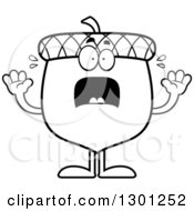 Poster, Art Print Of Cartoon Black And White Scared Acorn Character Screaming