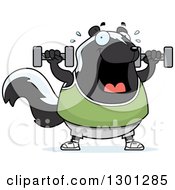 Poster, Art Print Of Cartoon Chubby Skunk Working Out With Dumbbells