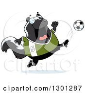 Poster, Art Print Of Cartoon Chubby Skunk Kicking A Soccer Ball
