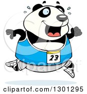 Poster, Art Print Of Cartoon Sweaty Chubby Panda Running A Track And Field Race
