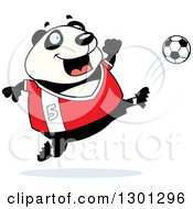 Poster, Art Print Of Cartoon Chubby Panda Kicking A Soccer Ball