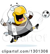 Poster, Art Print Of Cartoon Chubby Bald Eagle Bird Kicking A Soccer Ball