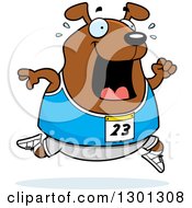 Poster, Art Print Of Cartoon Sweaty Chubby Dog Running A Track And Field Race