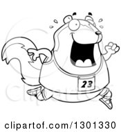 Poster, Art Print Of Cartoon Black And White Sweaty Chubby Skunk Running A Track And Field Race
