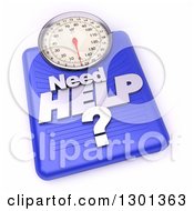 Clipart Of A 3d Blue Body Weight Scale With Need Help Text On Shaded White Royalty Free Illustration by Frank Boston