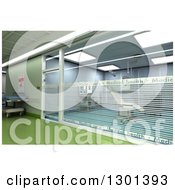 Clipart Of A 3d Modern Green Clinic Operating Room Royalty Free Illustration