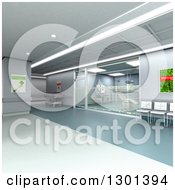 Clipart Of A 3d Modern Clinic Operating Room And Lobby Royalty Free Illustration