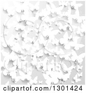 Poster, Art Print Of 3d Grayscale Background Of Paper Butterflies