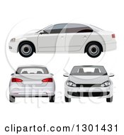 Poster, Art Print Of 3d White Sedan Car At Different Views