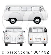 Poster, Art Print Of 3d White Vw Kombi Vans At Different Views On White