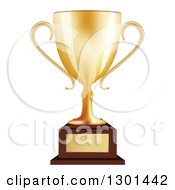 Clipart Of A 3d Gold Trophy Cup On A Stand Royalty Free Vector Illustration