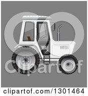 Poster, Art Print Of 3d White Tractor On Gray