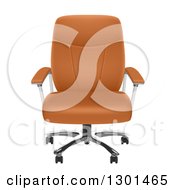 Poster, Art Print Of 3d Brown Leather Office Chair On White