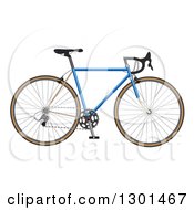 Clipart Of A 3d Blue Bicycle Royalty Free Vector Illustration