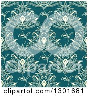 Clipart Of A Background Pattern Of Seamless Yellow Henna Flowers On Teal Royalty Free Vector Illustration