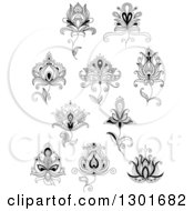 Poster, Art Print Of Black And White Henna And Lotus Flowers 7