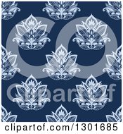 Poster, Art Print Of Seamless Pattern Background Of Blue Lotus Henna Flowers