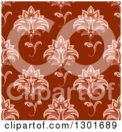 Clipart Of A Background Pattern Of Seamless Pink Henna Flowers On Maroon Royalty Free Vector Illustration
