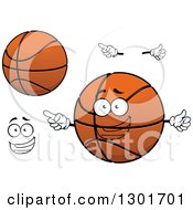 Clipart Of A Cartoon Happy Face Hands And Basketballs Royalty Free Vector Illustration