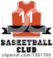 Poster, Art Print Of Blank Black Banner Over An Orange Basketball Jersey Over Text