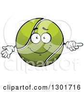 Cartoon Tennis Ball Character Pointing