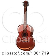 Clipart Of A Cartoon Acoustic Guitar Royalty Free Vector Illustration