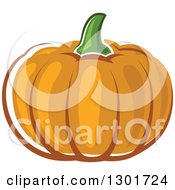 Clipart Of A Perfect Autumn Pumpkin Royalty Free Vector Illustration