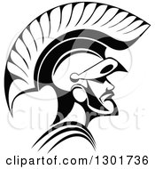 Poster, Art Print Of Black And White Angry Spartan Warrior In A Helmet