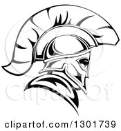 Poster, Art Print Of Black And White Angry Spartan Warrior In A Helmet 2