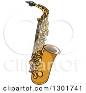Clipart Of A Cartoon Saxophone Instrument Royalty Free Vector Illustration