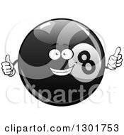 Poster, Art Print Of Happy Billiards Eightball Character Pointing And Giving A Thumb Up