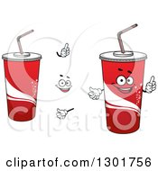Poster, Art Print Of Cartoon Face Hands And Red Fountain Soda Cups