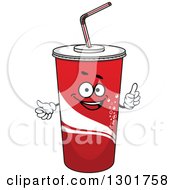 Poster, Art Print Of Cartoon Red Fountain Soda Cup Character Holding Up A Finger