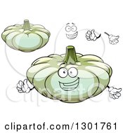 Clipart Of A Cartoon Happy Face Hands And White Pumpkins Royalty Free Vector Illustration