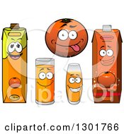 Happy Cartoon Orange And Juice Characters