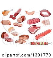 Clipart Of Red Meats Royalty Free Vector Illustration