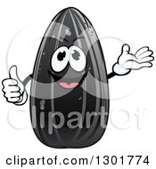 Cartoon Black Sunflower Seed Character Giving A Thumb Up And Presenting