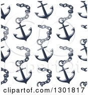 Clipart Of A Seamless Pattern Background Of Nautical Anchors And Chains Royalty Free Vector Illustration