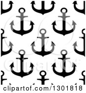 Clipart Of A Seamless Pattern Background Of Silhouetted Black Anchors Royalty Free Vector Illustration