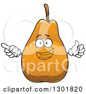 Clipart Of A Happy Pear Character Pointing Royalty Free Vector Illustration