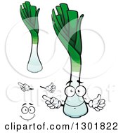 Clipart Of A Cartoon Happy Face Hands And Leeks Royalty Free Vector Illustration