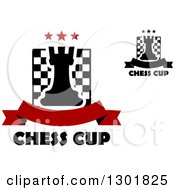 Poster, Art Print Of Chess Boards And Rooks With Stars Banners And Text