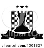 Poster, Art Print Of Chess Board And Rook With Stars Over A Blank Banner