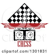 Poster, Art Print Of Chess Board Diamond Blank Red Banner Timer And Text