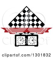 Poster, Art Print Of Chess Board Diamond Blank Red Banner And Timer