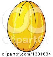 Clipart Of A Cartoon Yellow Canary Melon Royalty Free Vector Illustration
