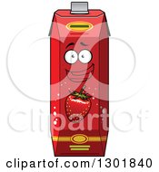 Poster, Art Print Of Smiling Strawberry Juice Carton Character
