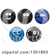 Clipart Of Cartoon Bowling Ball Characters Royalty Free Vector Illustration